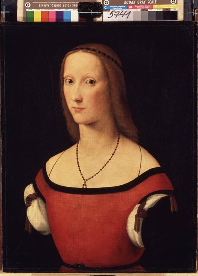 ""Portrait of a Lady"" (Portrait of a Lady) Maleri af Lorenzo Costa (1460-1535) 1500-1506 Dim. 57x44 cm Eremitagemuseet, Sankt Petersborg (Saint-Petersburg) af Lorenzo Costa