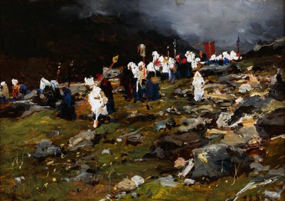 Procession i High Mountain af Lorenzo Delleani