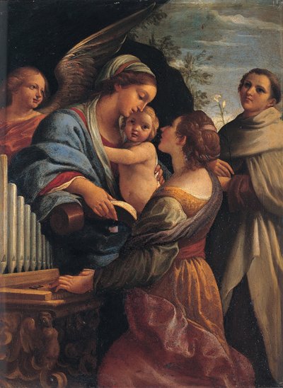 Italiensk: Madonna med barnet og de hellige Cecilie og Albert Madonna med barnet, den hellige Cecilie og den hellige Albert af Lorenzo Garbieri