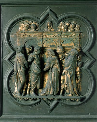 North Porte (kaldet Porte de la Croix, i nord), udvendig detalje: "" Pentecote"" Bronzeskulptur lavet af Lorenzo Ghiberti (1378-1455) af Lorenzo Ghiberti