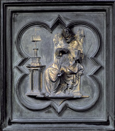 St Augustine, panel H af norddørene til dåbskapellet San Giovanni, 1403-24 (bronze) af Lorenzo Ghiberti