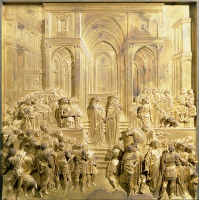 Mødet mellem kong Salomon og dronningen af Saba, originalt panel fra dåbskapellets østdøre af Lorenzo Ghiberti