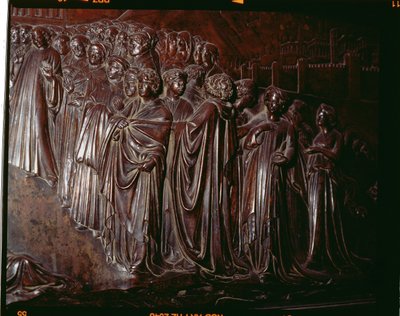 The Shrine of St. Zenobius, detalje af skare, 1432-5 bronze detalje af 97641 af Lorenzo Ghiberti