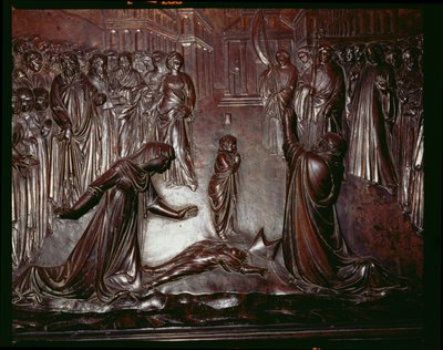 Sankt Zenobius helligdom, detalje af det døde barn, c.1432-42 bronzedetalje af 97641 af Lorenzo Ghiberti