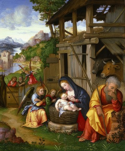 Kristi fødsel. Omkring 1515 af Lorenzo Leonbruno