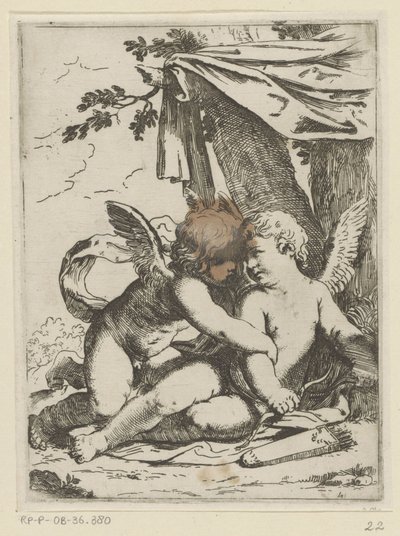 To putti under en teltdug af Lorenzo Loli