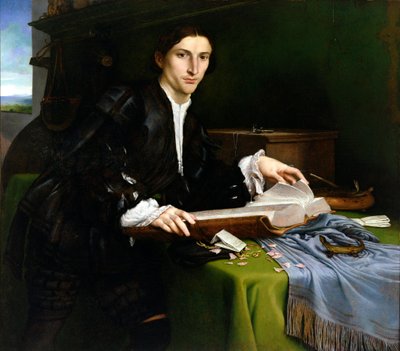 Adelsmand i sit atelier (efter restaurering) af Lorenzo Lotto