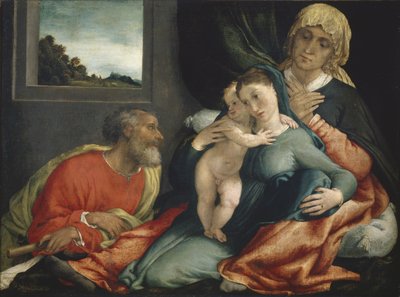 Hellig familie med de hellige Anne og Joachim, 1535? af Lorenzo Lotto