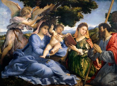 Madonna og barn mellem de hellige Katarina af Alexandria og Thomas af Lorenzo Lotto (1480 ca-1556), olie på lærred af Lorenzo Lotto