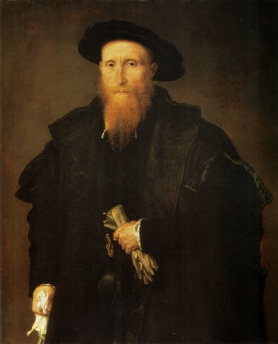 Portræt af en gammel mand med handsker af Lorenzo Lotto
