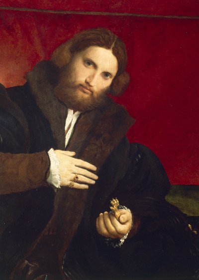 Portræt af herre med løvepote, af Lorenzo Lotto (1480 ca- 1556), olie på lærred, 95,5 x 69,5 cm af Lorenzo Lotto