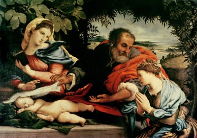 Den hellige familie med St. Catherine af Alexandria, 1533 af Lorenzo Lotto