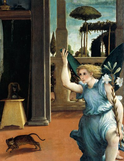 The Recanati Annunciation, ca. 1532, af Lorenzo Lotto (1480 ca- 1556), olie på lærred af Lorenzo Lotto