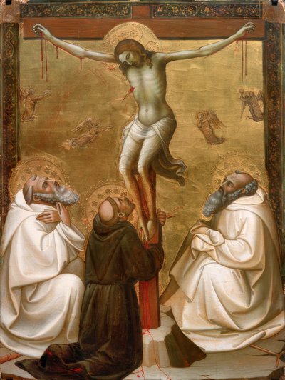 Kristus på korset med Sankt Benedikt, Frans og Romuald af Lorenzo Monaco