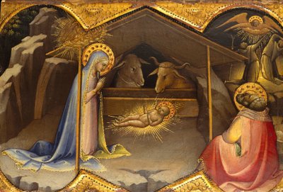 Fødselen, 1406-10 (tempera på træ, guldmalet) af Lorenzo Monaco