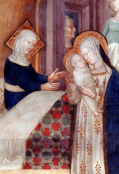 Johannes Døberens fødsel, detaljer (Fresco af Lorenzo Salimbeni