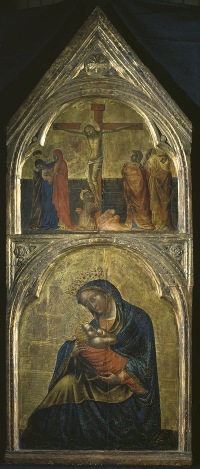 Jomfru og barn med en korsfæstelse, c.1360 af Lorenzo Veneziano
