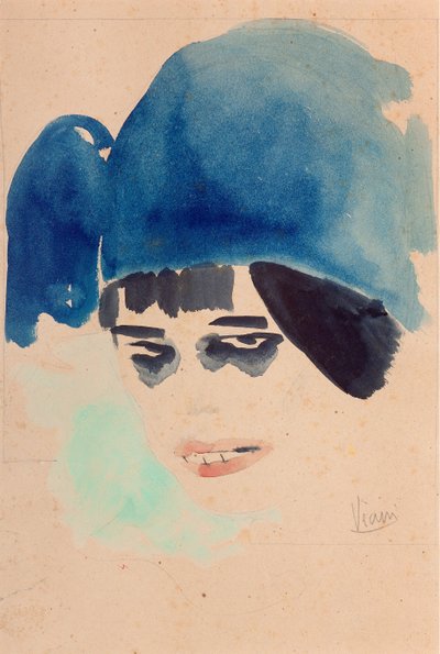 Portræt, ca. 1912 (akvarel og blyant på papir) af Lorenzo Viani