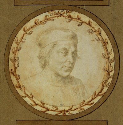 Buste af en mand med kalot ... af Lorenzo di Credi