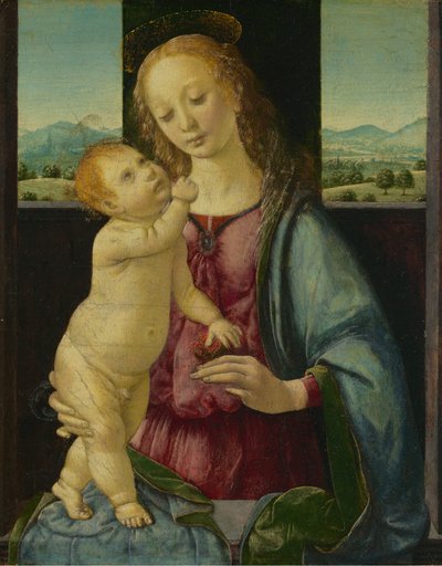 Madonna og barn med et granatæble, 14751480. af Lorenzo di Credi