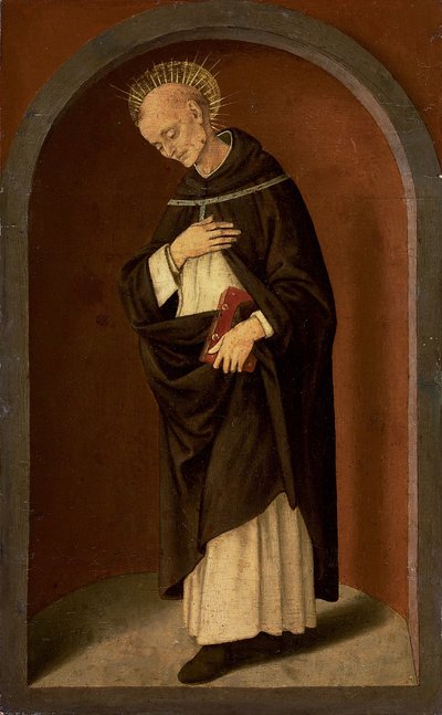 Sankt Bernardino af Siena, i en skulpturel niche af Lorenzo di Credi