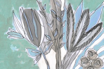 Abstrakt blomsterskitse af Lori Ann Folz