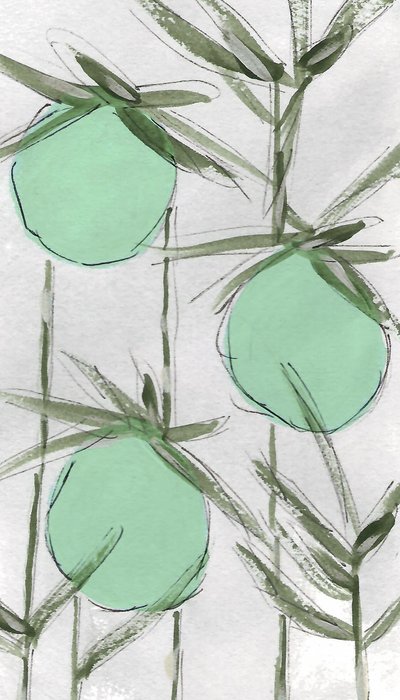 Abstrakt: Grønne botaniske motiver af Lori Ann Folz