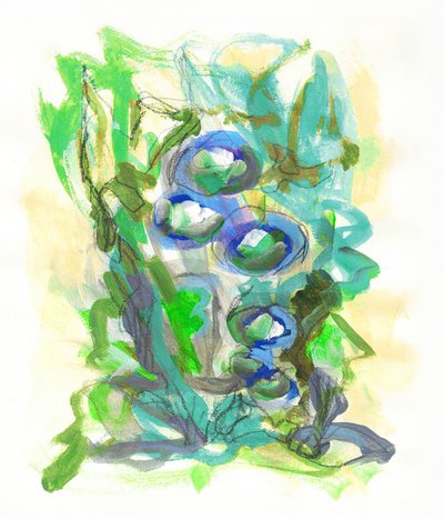Grønne og blå blomster af Lori Ann Folz