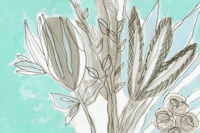 Moderne botaniske motiver i blågrøn af Lori Ann Folz