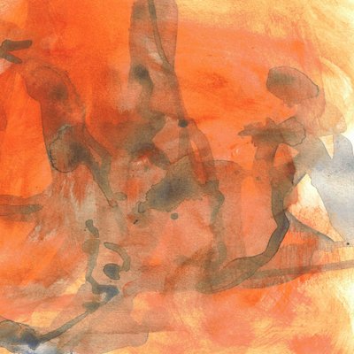 Orange, flydende, abstrakt af Lori Ann Folz