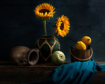 Landlige solsikker og citroner af Louie Luo