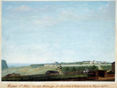 Udsigt over Longwood på øen Sainte Helene, maj 1821 af Louis Joseph Marchand