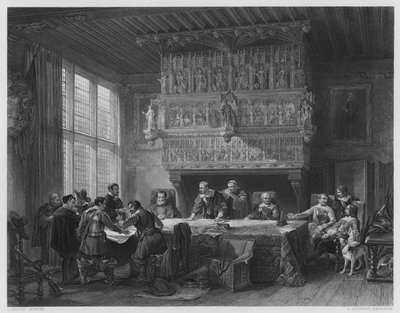 The Council of War at Courtray, fra billedet i Vernon Gallery (gravering) af Louis (after) Haghe