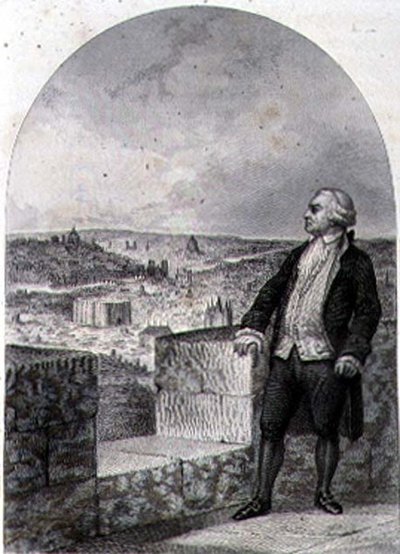 Honore Gabriel Riqueti, greve af Mirabeau (1749-91) på voldene i Paris, indgraveret af Philibert Langlois (stik) af Louis (after) Marckl