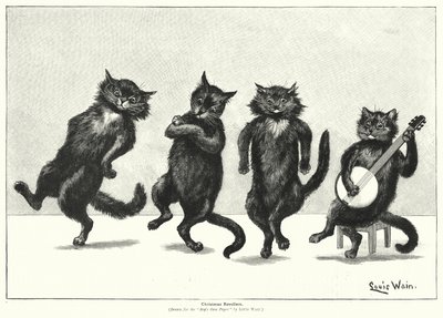 Katte danser (litho) af Louis (after) Wain