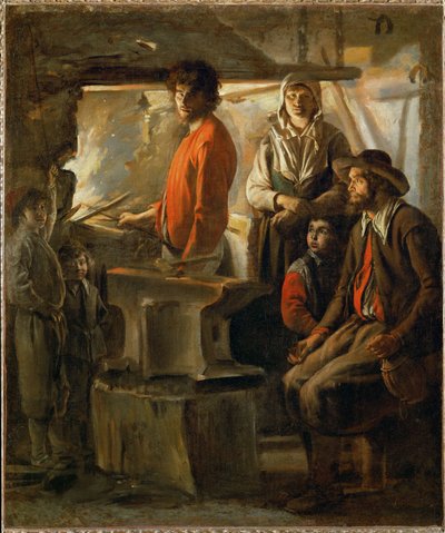 Smedjen eller: En smed i sin smedje ... af Louis (attr. to) Le Nain