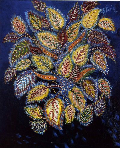 Plettede blomster på en blå grund, 1929. af Louis
