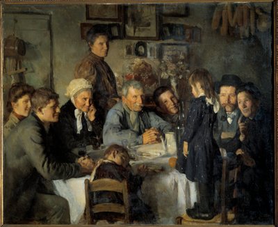 Guldbryllup Familiemåltid af bønder. Maleri af Louis Adolphe Dechenaud (1868-1926) 1909 søn. 1,66x2,03 m Dijon, Musee des Beaux Arts af Louis Adolphe Dechenaud