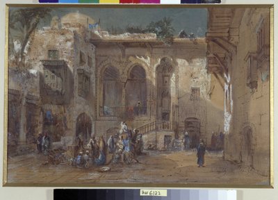 En livlig plads i Cairo, Egypten af Louis Amable Crapelet