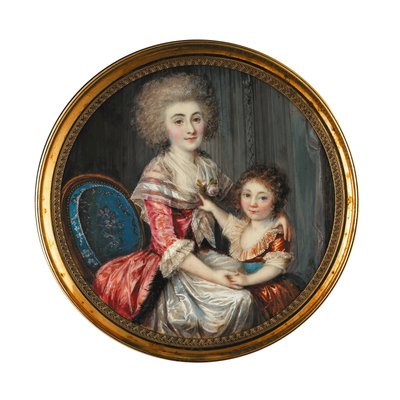 A young lady called Madame de Genlis, embracing her young sondani af Louis Andre Fabre