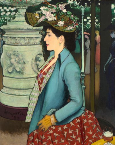 En elegant kvinde på Élysée Montmartre af Louis Anquetin