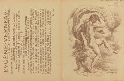 Dansende nøgen og reklame for Eugène Verneaus dekorative tryk [verso], 1897. af Louis Anquetin