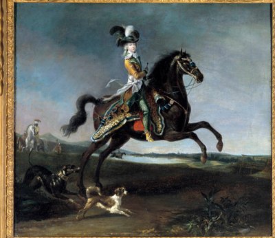 Ridesportræt af Marie Antoinette af Lorraine Habsburg, dronning af Frankrig (1755-1793) Maleri af Louis Auguste Brun (1758-1815) af Louis Auguste Brun