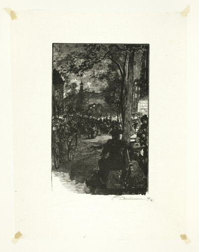 Boulevard Montmartre, aften, planche femten fra Le Long de la Seine et des Boulevards af Louis Auguste Lepère