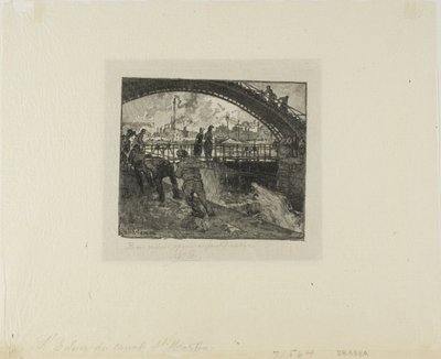 Sluse i Canal Saint-Martin af Louis Auguste Lepère