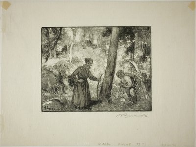 Svampejægere på Rocher Bernard af Louis Auguste Lepère