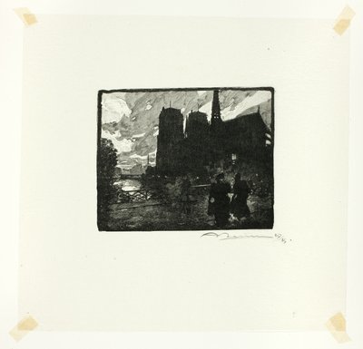Notre-Dame, aften, planche otte fra Le Long de la Seine et des Boulevards af Louis Auguste Lepère