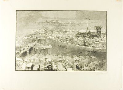Paris under sne, set fra tårnet i Saint-Gervais af Louis Auguste Lepère