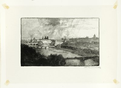 Paris, set fra Pavillon de Flore, planche 11 fra Le Long de la Seine et des Boulevards af Louis Auguste Lepère