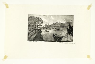 Louvre, set fra Pont-Neuf, planche 13 fra Le Long de la Seine et des Boulevards af Louis Auguste Lepère